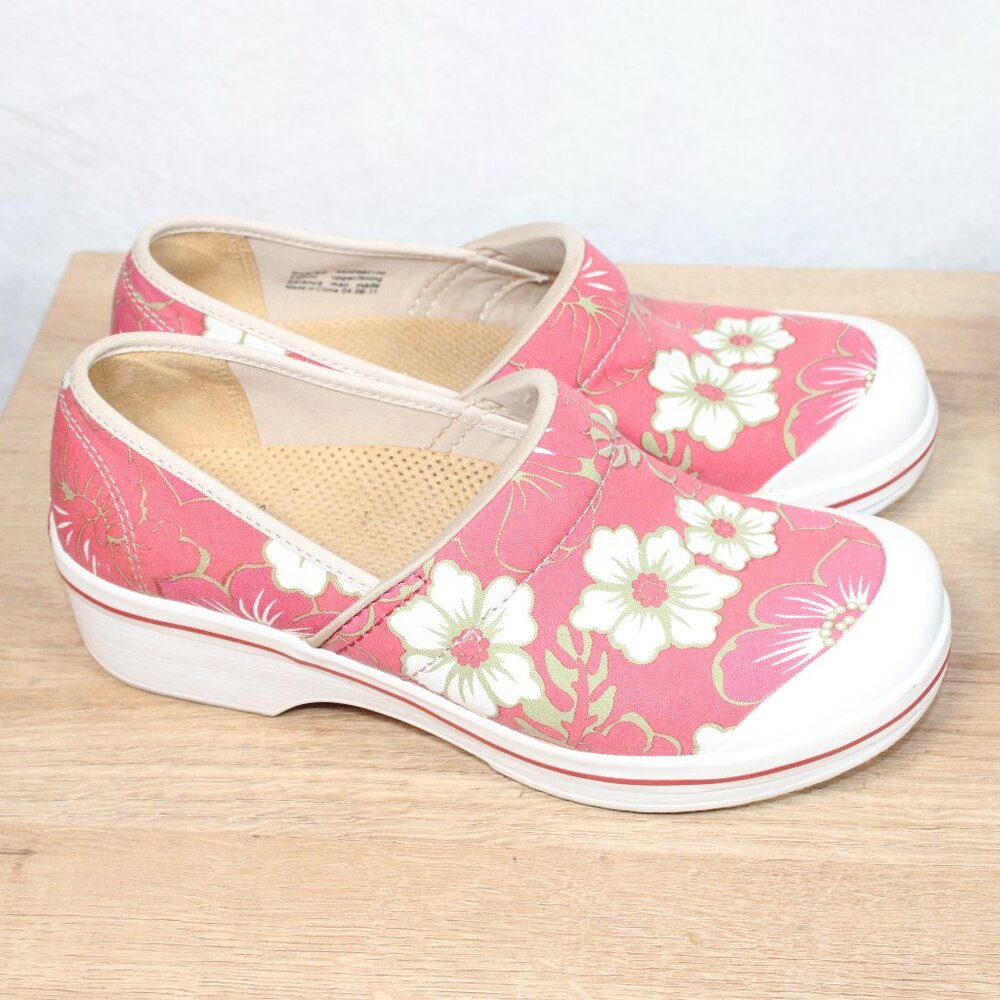 Dansko Pink Floral Slip-On Clogs - Picture 2 of 9